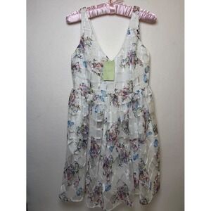 NEW ANTHROPOLOGIE Maeve Peony Garden Party Dress White Floral Size 6P NWT